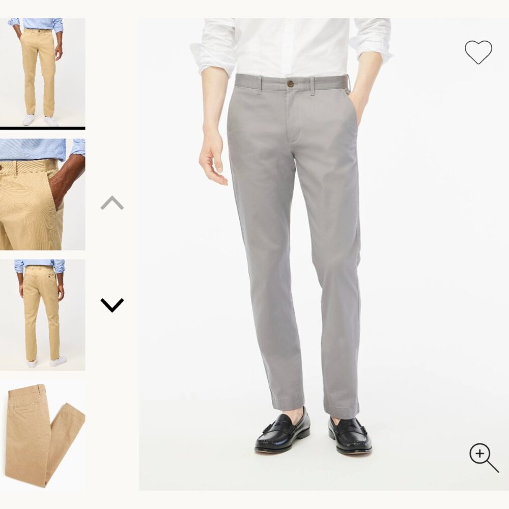 NWT J. Crew Gray Chinos Flat Front Wrinkle-Resistant